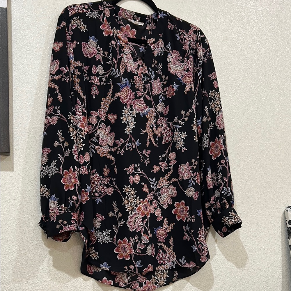 Maurices Pink and Black Buttoned Blouse with long sleeves